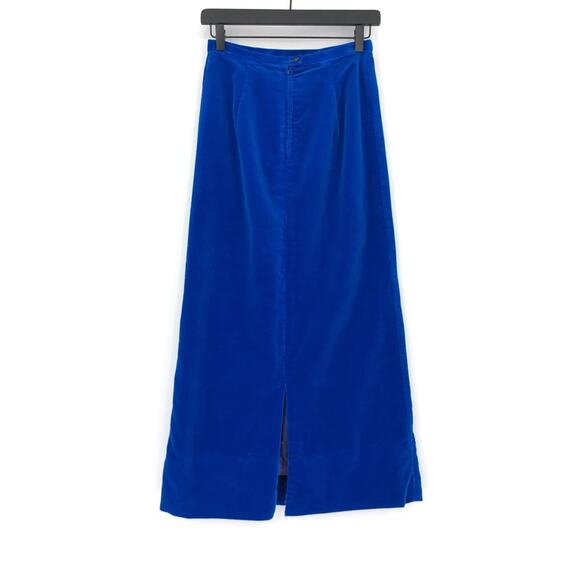 VTG JO DEE Velvet A Line Midi Skirt Royal Cobalt Blue 2 - Picture 7 of 10